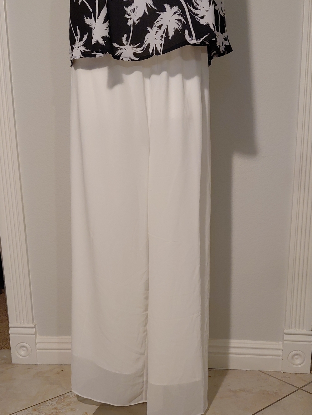 Chiffon Wide-Leg White Pants